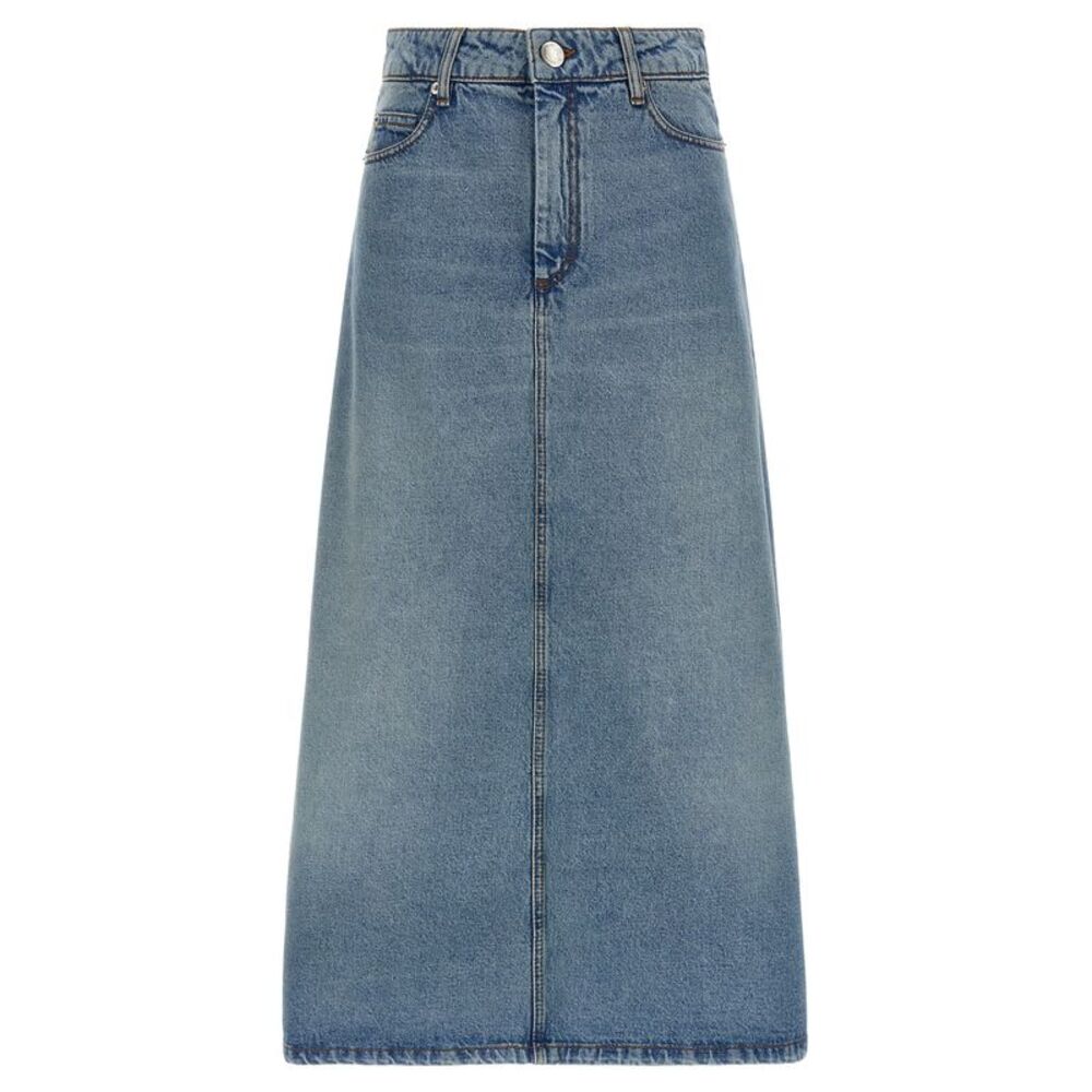 Ami Paris Blue Cotton Midi Women's Skirt